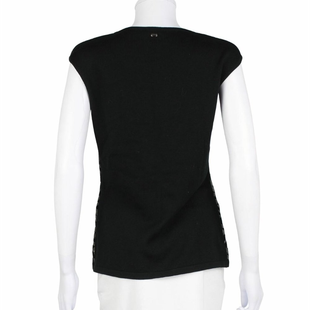 Sz XL Escada Shiloah Black and Silver Sleeveless Knit Top - Picture 7 of 16